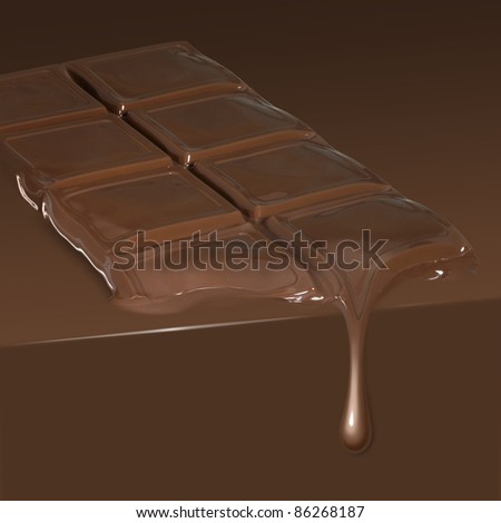 melting bar of chocolate drip off in chocolate ambiance
