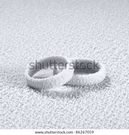two frosted wedding rings