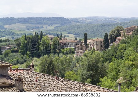 panoramic scenery located in the Chianti region of Tuscany, an area in Italy (Southern Europe)