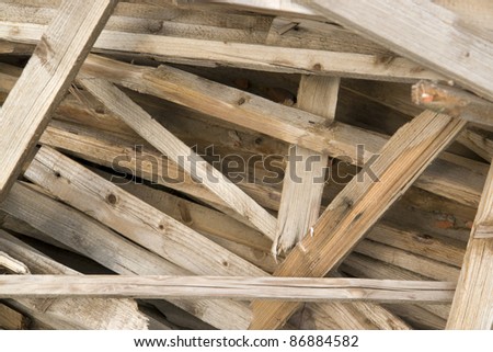 detail of broken wood stales