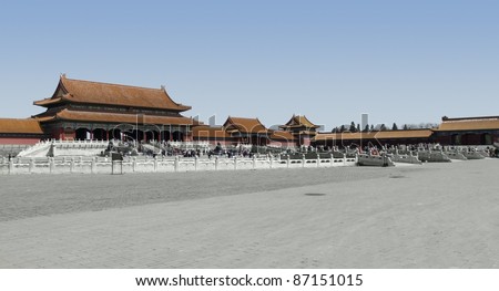 scenery inside the Forbidden City in Beijing (China). The Forbidden City was the imperial palace from the Ming Dynasty to the end of the Qing Dynasty