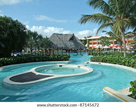 holiday resort with pool at the Dominican Republic, a island of Hispanola wich is a part of the Greater Antilles archipelago in the Carribean region