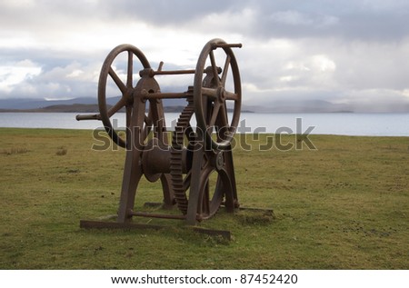 rusty nostalgic winch at the coast in Scotland