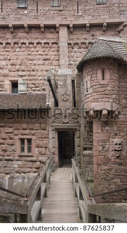 courtyard detail inside the Haut-Koenigsbourg Castle, a historic castle located in a area named \