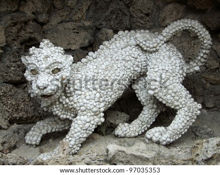 animal sculpture at a building named grotto in the formal garden of the castle in VeitshÃ?Â¶chheim