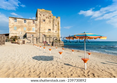 PIOMBINO, ITALY - APRIL 17: Torre Mozza seaside at the opening of the summer season on April 17, 2011 in Piombino (LI). Torre Mozza is a renowed \
