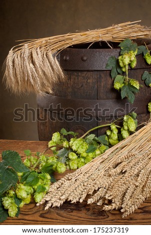 Still Life With Hop Cones And Barley