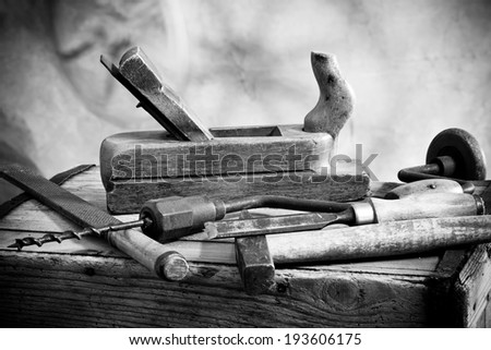 old hammer and carpentry tools