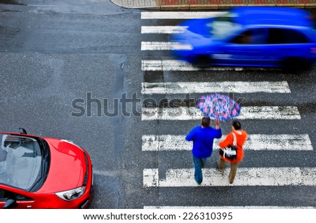 pedestrian crossing with car