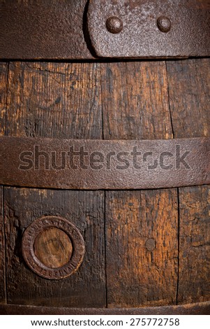 a detail of old wooden beer barrel, old vintage background