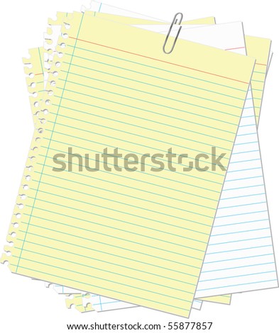 clip art lined paper. stock vector : paper clip