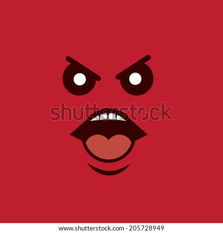 Angry face yelling with red background