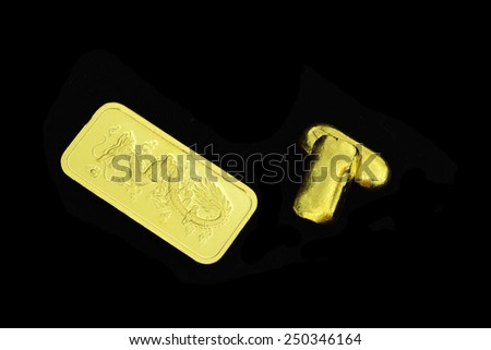 gold bars dragon sculpture isolated on black background for chinese new year