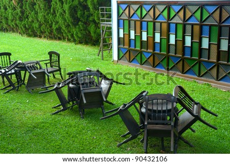 Lawn Chair in beautiful garden Chiangmai Thailand