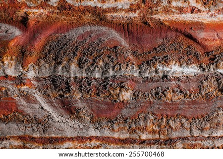 multicolor fragment of wall in potassium salt mine