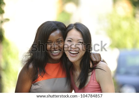 portrait of happy multiethnic friends