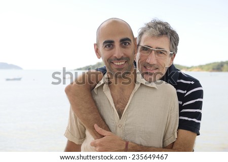 Middle aged couple gay couple on vacation
