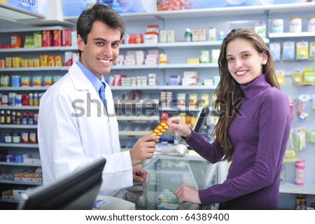 Customer buying medicine at the pharmacy