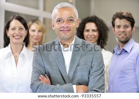mature african american businessman and business team