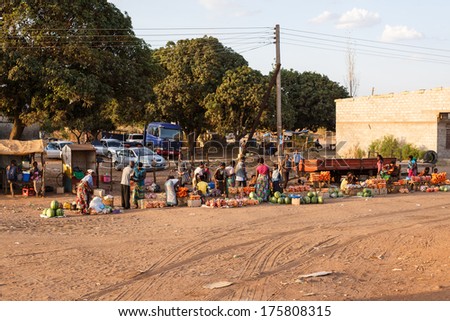 ZAMBIA - OCTOBER 14 2013: Local people go about day to day life in Zambia, Africa