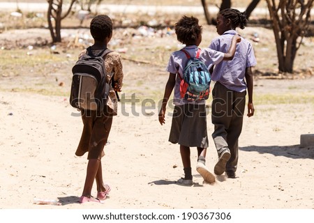 KATIMA MULILO, NAMIBIA - OCTOBER 16 2013: Local life goes on during a year of drought in the North Eastern town of Katima Mulilo in Namibia, Africa
