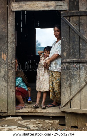 CHIN STATE, MYANMAR - JUNE 22 2015: Local village people in the recently opened for tourists Chin State Mountainous Region, Myanmar (Burma)
