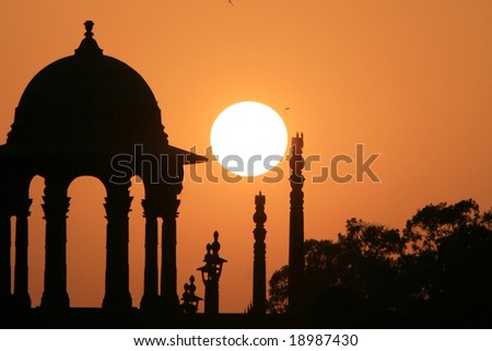 Building Silhouette - Lutyen\'s Delhi Area, Delhi , India\'s Capital City
