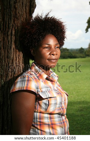 Beautiful Young African Lady in Natural Setting