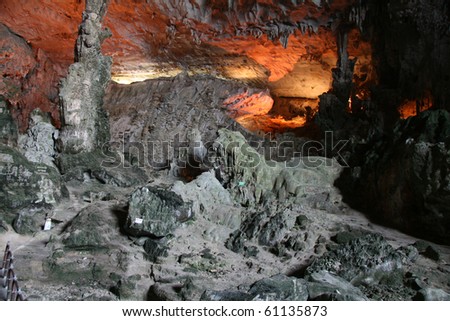halong bay caves. stock photo : Caves at Halong