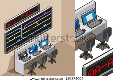 detailed illustration of a isometric control center