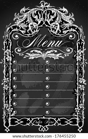 Detailed illustration of a Vintage Blackboard for Bar or Restaurant Menu