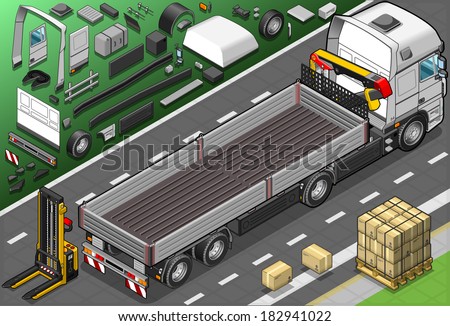 Detailed Illustration of a Isometric Pick Up Truck in Rear View Detailed Illustration of a Isometric Pick Up Truck in Rear View