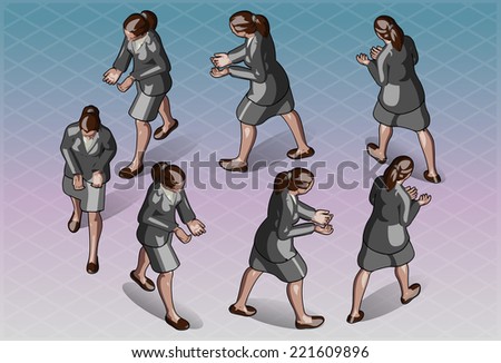 Detailed illustration of a Isometric Woman that Transporting Something
