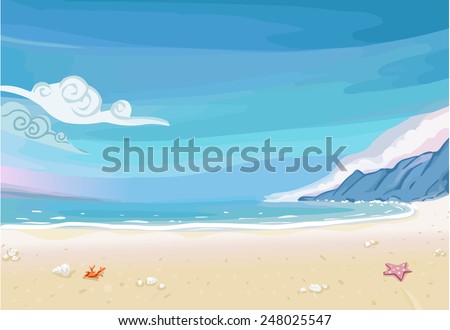 Detailed illustration of a Paradise Beach Lagoon Landscape