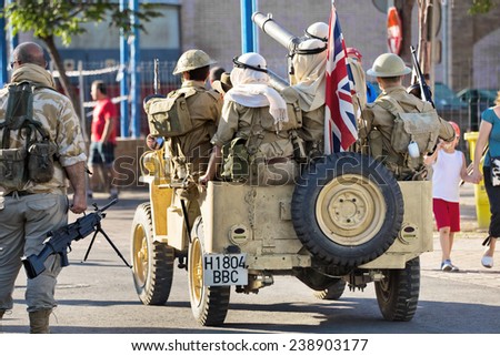 LEGANES, MADRID; SPAIN. - JUNY 29, 2013. Patrol British army soldiers \