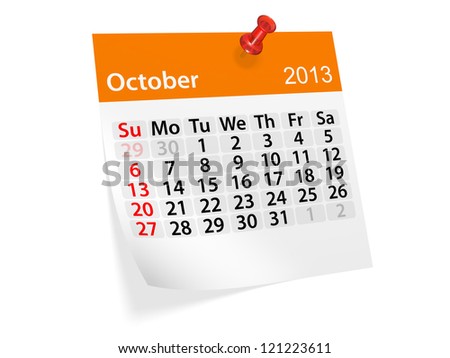 onthly Calendar For New Year 2013. October. :