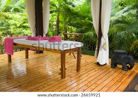 private area of the massage in tropical garden
