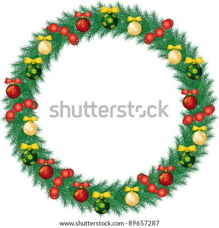 Christmas wreath, illustration isolated on white background