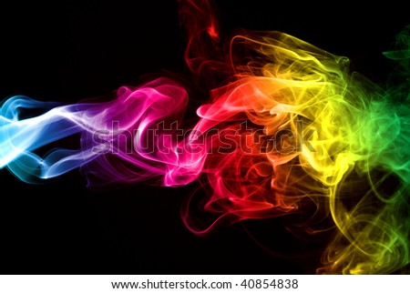 Colorful Rainbow Smoke isolated over black background