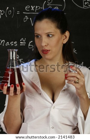Young woman working on an experiment in her laboratory