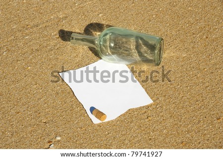 A Message note is found inside a bottle at the beach (Write your own text)