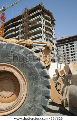 an earth mover on a construction site in Dubai