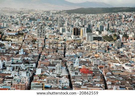 quito ecuador flag. view of Quito Ecuador