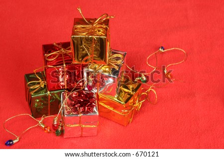 bright holiday packages with string of lights