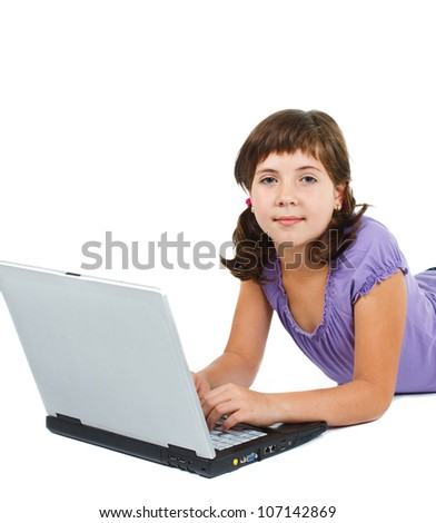 A Cute 9-year-old Girl With Brown Hair, Wearing Purple Top, Working 