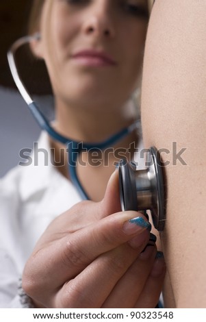 macro photography stethoscope examination of the patient