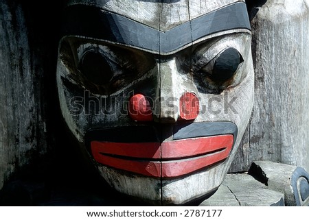 First nations native totem pole carving