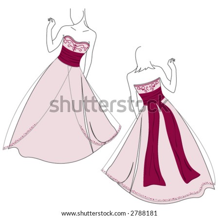 stock vector wedding dress design back and front