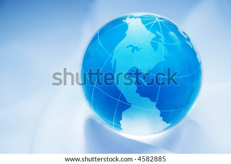 blue globe showing north and south america and the oceans