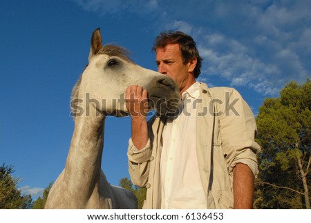beautiful man and his best friend little horse